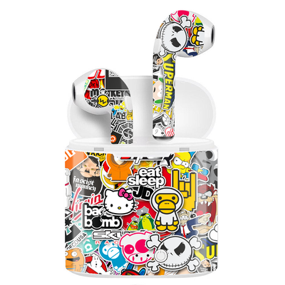 WRAPPED BLUETOOTH EARPODS - Sticker Bomb